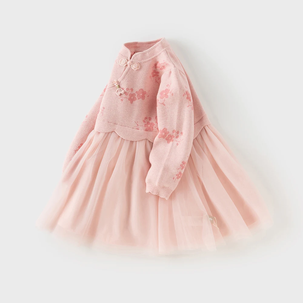 Dave Bella Princess Dress for Girls Baby Autumn Winter Children 's Long Sleeved Charm Gentle Cute Floral Dress Party DB4254522