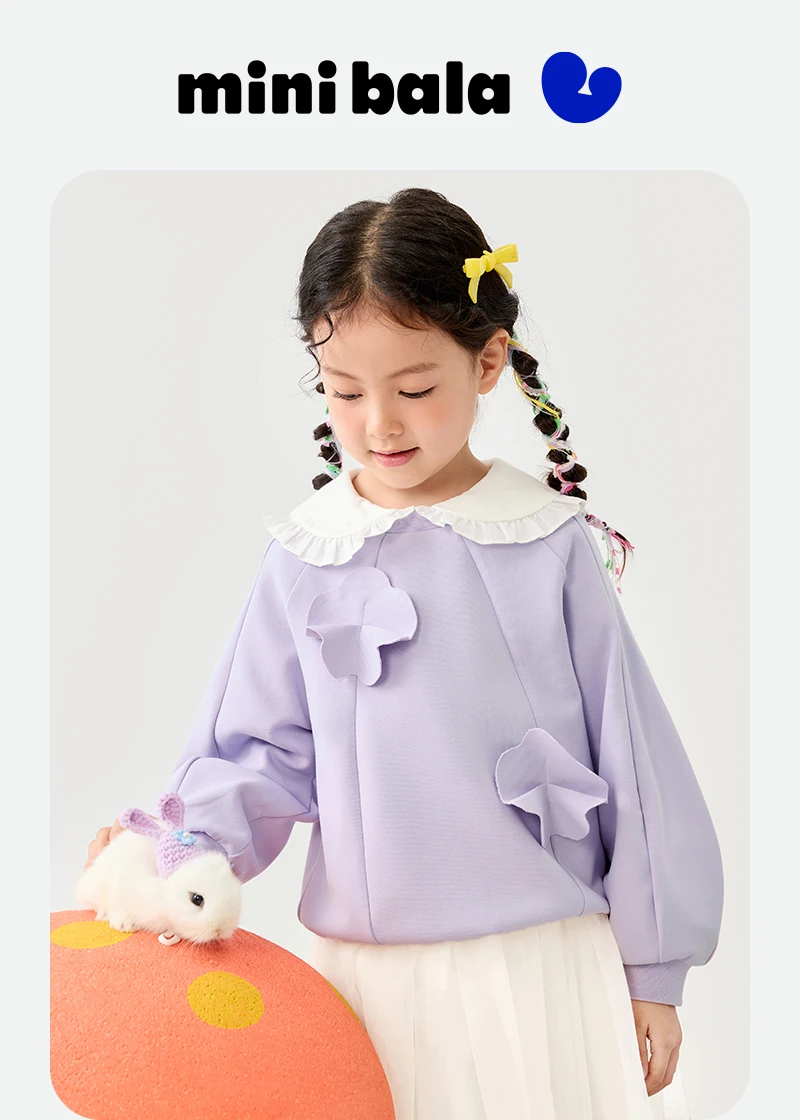 Mini Bala Girls' Sweatshirt 2025 New Spring Children Long Sleeve Baby Top