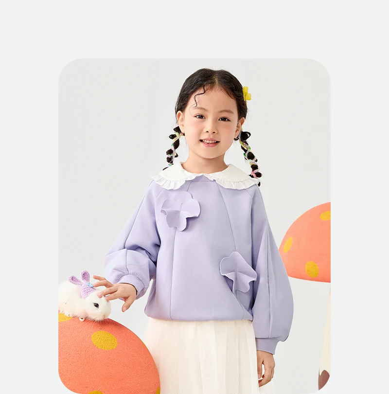 Mini Bala Girls' Sweatshirt 2025 New Spring Children Long Sleeve Baby Top