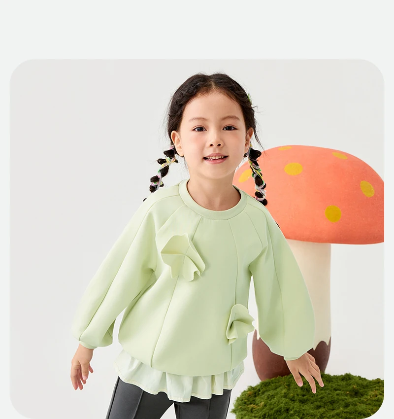 Mini Bala Girls' Sweatshirt 2025 New Spring Children Long Sleeve Baby Top