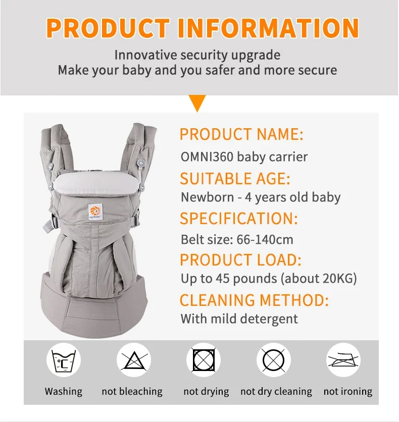 With Box And Instruction Breeze 360 Ergonomic  Baby Carrier All Positions Sling Wrap Backpack 0-36 M