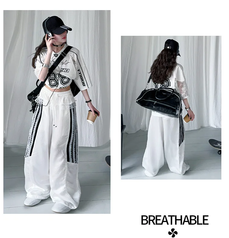 summer teen girls lace splicing sports suit casual t-shirt tops+sweat pants 2pcs junior kids suit child boutique outfits 4-6-14