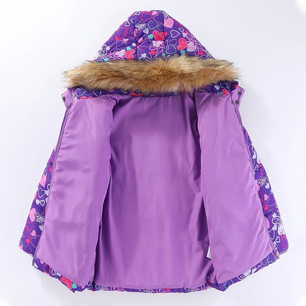 4-8T Kids Girls Ski Suits Hooded Snowboard Coats Children Winter Warm Pant Outdoor Sportwear Thick Cotton Snowboard Skiing Suit