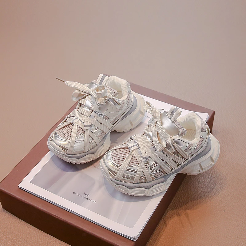 Children's Sneakers Chunky 2024 New Girls Basketball Shoes Fashion Versatile Kids Causal Boys Sports Shoes for School Breathable