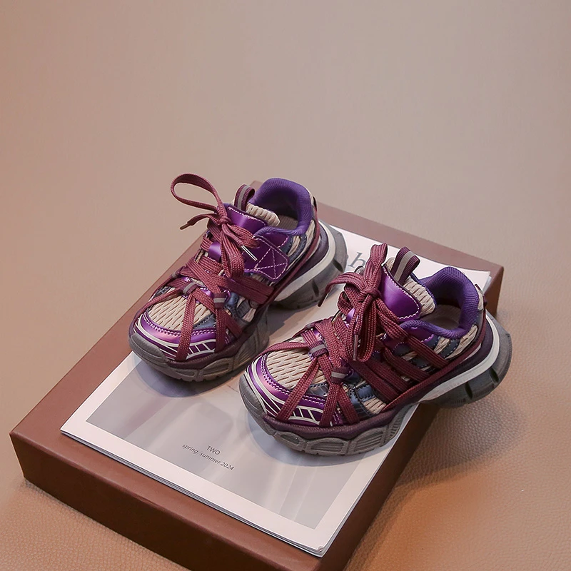 Children's Sneakers Chunky 2024 New Girls Basketball Shoes Fashion Versatile Kids Causal Boys Sports Shoes for School Breathable