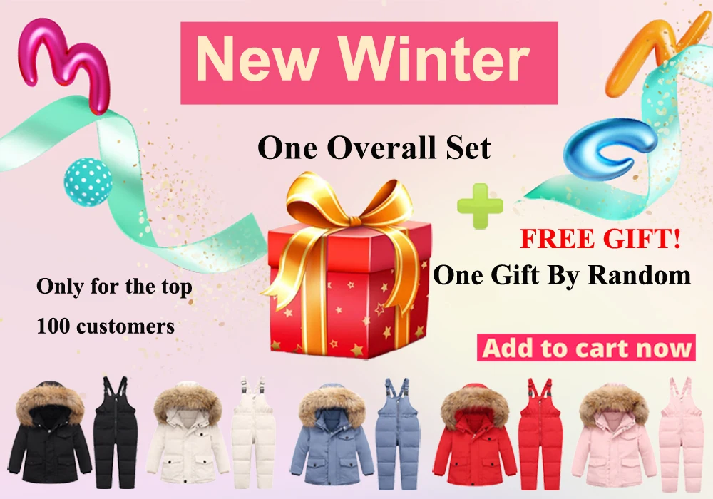 Winter Jackets for Kids Snowsuits Girl Duck Down Coat Boy Fur Collar Outerwear Children Suits insulated Overalls Baby Jumpsuits