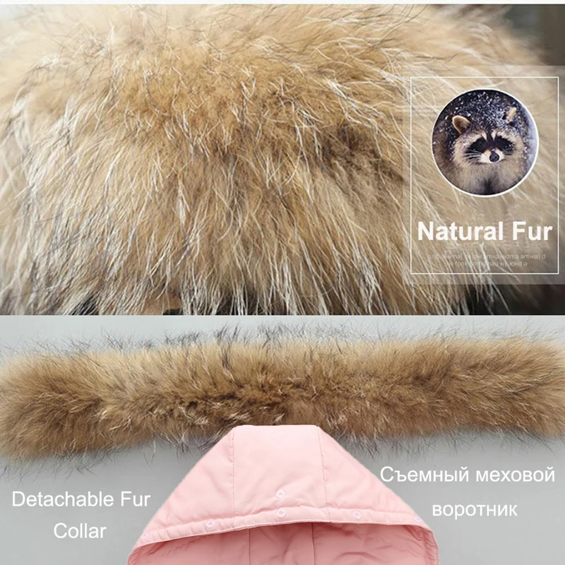 Winter Jackets for Kids Snowsuits Girl Duck Down Coat Boy Fur Collar Outerwear Children Suits insulated Overalls Baby Jumpsuits