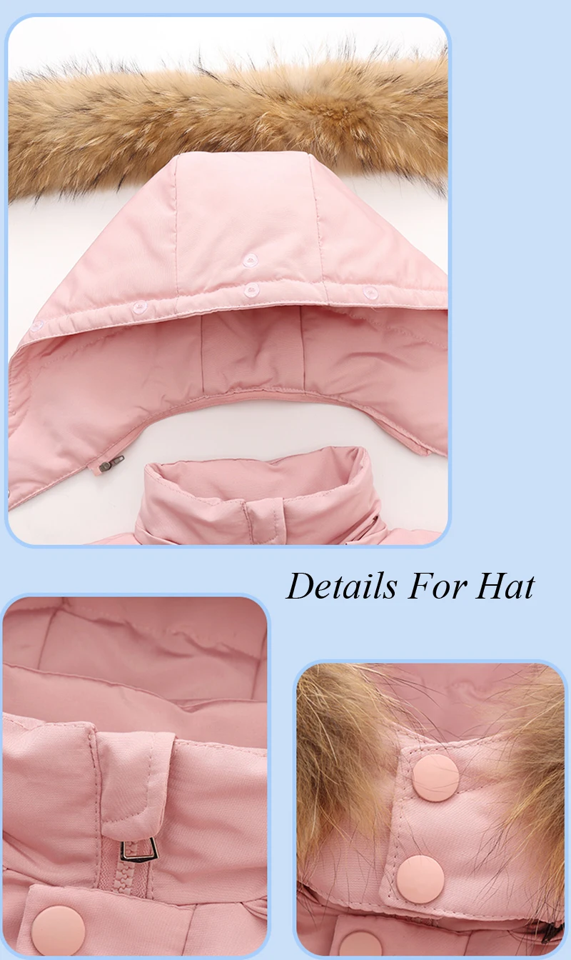Winter Jackets for Kids Snowsuits Girl Duck Down Coat Boy Fur Collar Outerwear Children Suits insulated Overalls Baby Jumpsuits