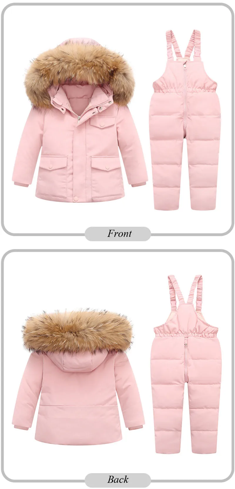 Winter Jackets for Kids Snowsuits Girl Duck Down Coat Boy Fur Collar Outerwear Children Suits insulated Overalls Baby Jumpsuits