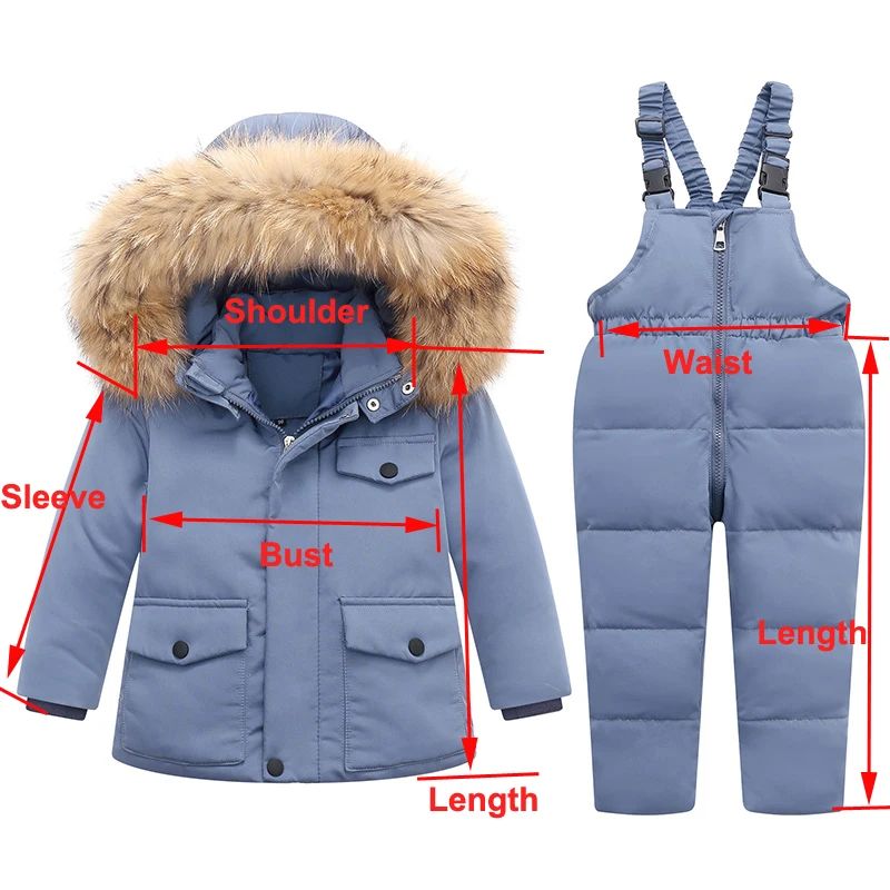 Winter Jackets for Kids Snowsuits Girl Duck Down Coat Boy Fur Collar Outerwear Children Suits insulated Overalls Baby Jumpsuits
