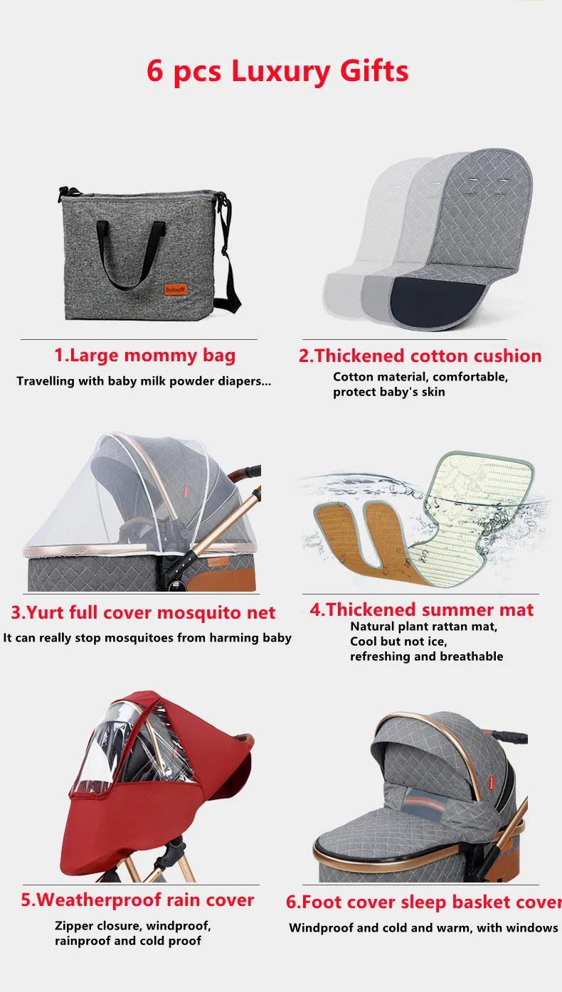 3 in 1 lightweight stroller, Good Quality Four Wheel foldable Baby Stroller With Bassinet And Car Seat,Suitable 0-3 Year Baby