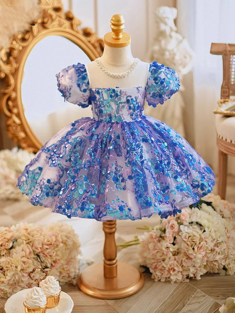 Girls' Dress Spring Piano Performance Catwalk Performance Dress High-End Princess Dress Children's Birthday Hosting Flower Girl