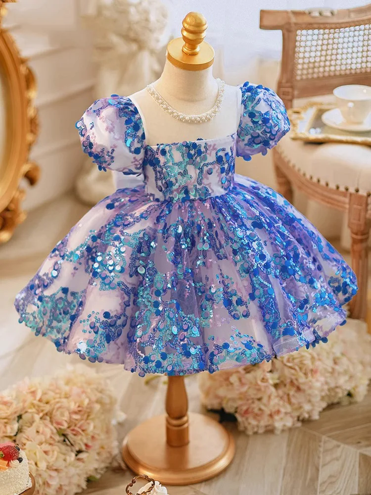 Girls' Dress Spring Piano Performance Catwalk Performance Dress High-End Princess Dress Children's Birthday Hosting Flower Girl