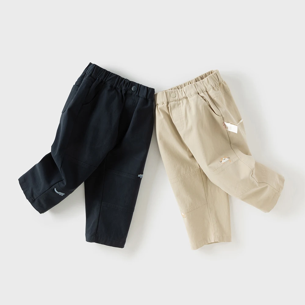 Dave Bella Children's Autumn Spring Pants Boys Elastic Waist Straight Pants Casual Sports Pocket Jogger Trousers DB3252500