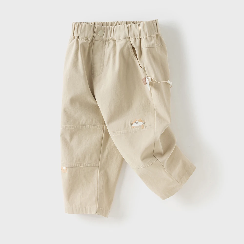 Dave Bella Children's Autumn Spring Pants Boys Elastic Waist Straight Pants Casual Sports Pocket Jogger Trousers DB3252500