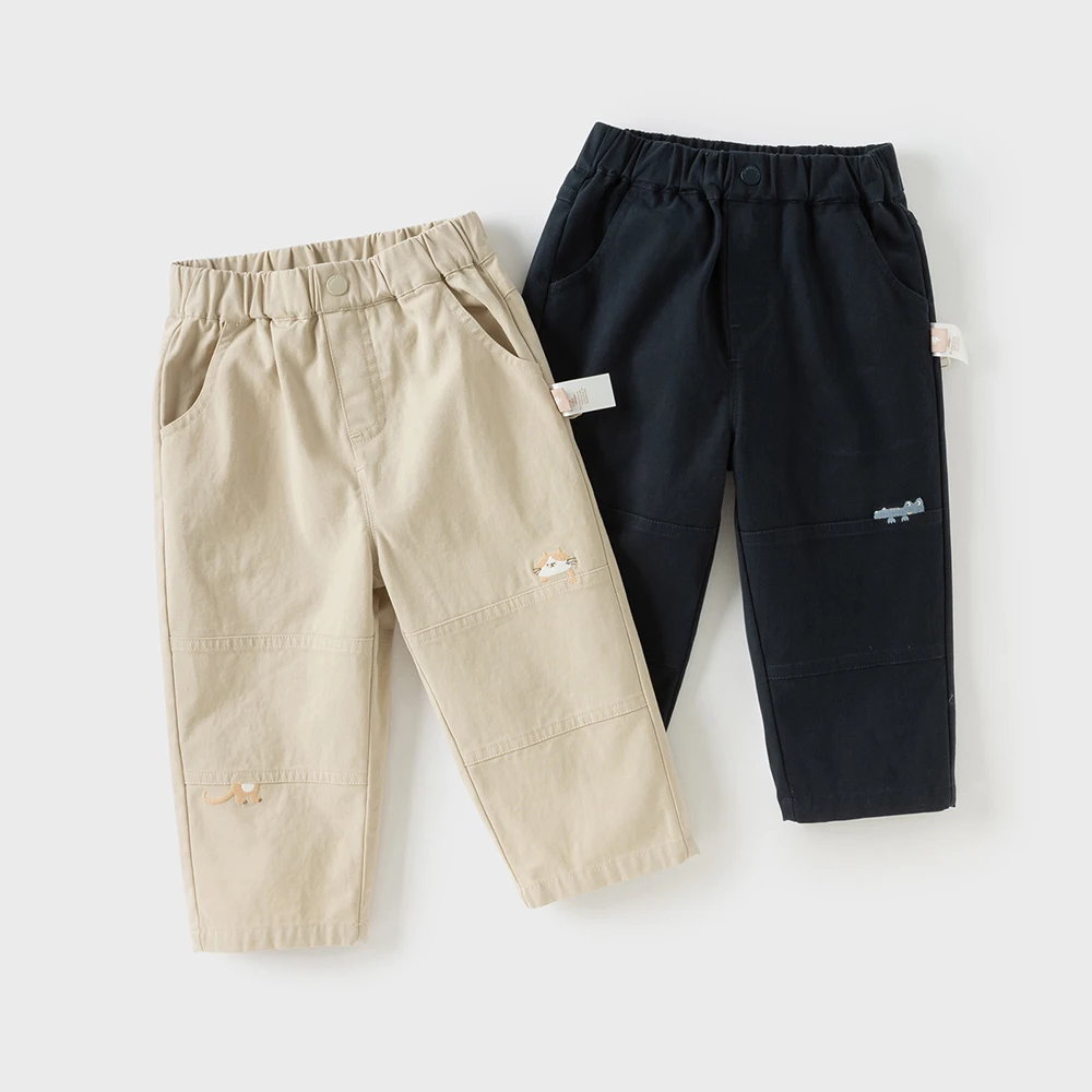 Dave Bella Children's Autumn Spring Pants Boys Elastic Waist Straight Pants Casual Sports Pocket Jogger Trousers DB3252500