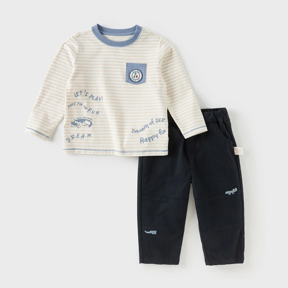 Dave Bella Children's Autumn Spring Pants Boys Elastic Waist Straight Pants Casual Sports Pocket Jogger Trousers DB3252500