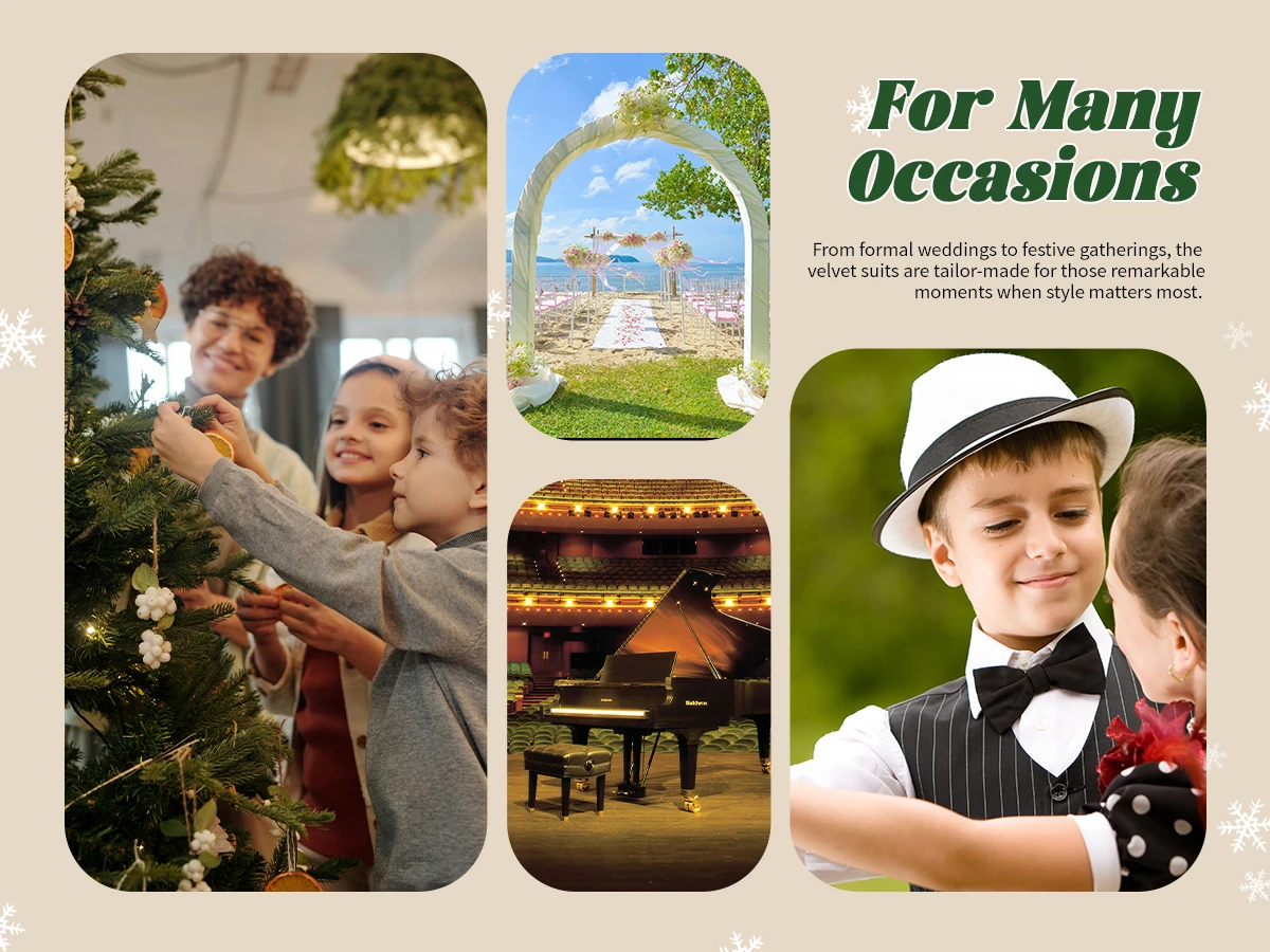 LOlanta 5Pcs Boys Christmas Velvet Formal Suits Kids Slim Tuxedo Set Classic Wedding Birthday Wear 3-12Years