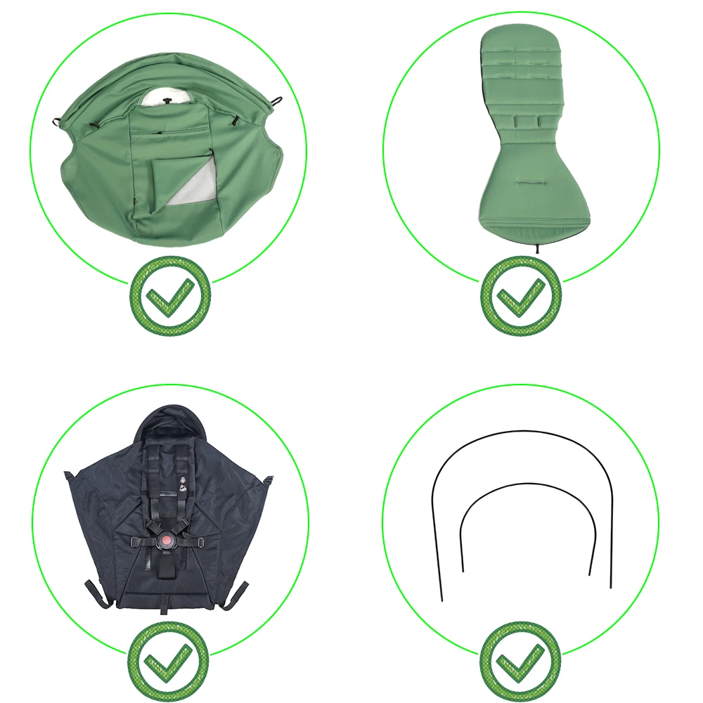 4pcs/set Stroller Accessories 175° Sunshade &Seat Cushion Sets Fit for Yoyo Yoyo2 Yoyo3 Yoya Waterproof UV-Protector