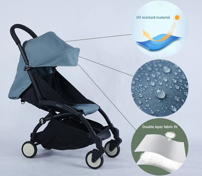 4pcs/set Stroller Accessories 175° Sunshade &Seat Cushion Sets Fit for Yoyo Yoyo2 Yoyo3 Yoya Waterproof UV-Protector