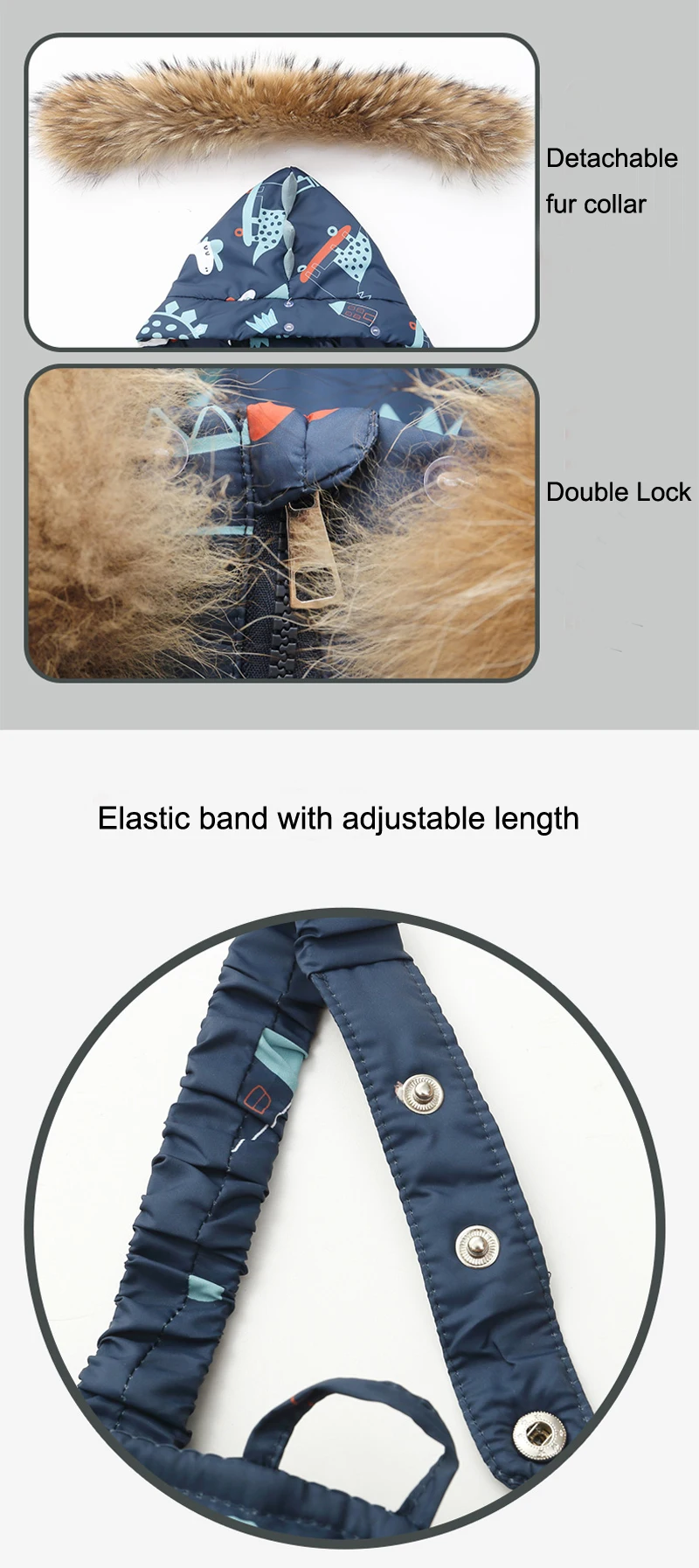 Winter Jackets for Kids Snowsuits Girl Duck Down Coat Boy Fur Collar Outerwear Children Suits Dinosaur Overalls Baby Jumpsuits