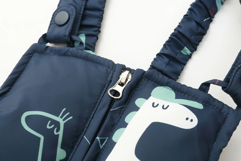 Winter Jackets for Kids Snowsuits Girl Duck Down Coat Boy Fur Collar Outerwear Children Suits Dinosaur Overalls Baby Jumpsuits