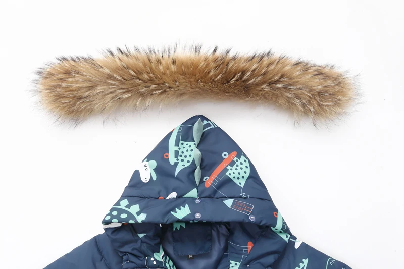 Winter Jackets for Kids Snowsuits Girl Duck Down Coat Boy Fur Collar Outerwear Children Suits Dinosaur Overalls Baby Jumpsuits
