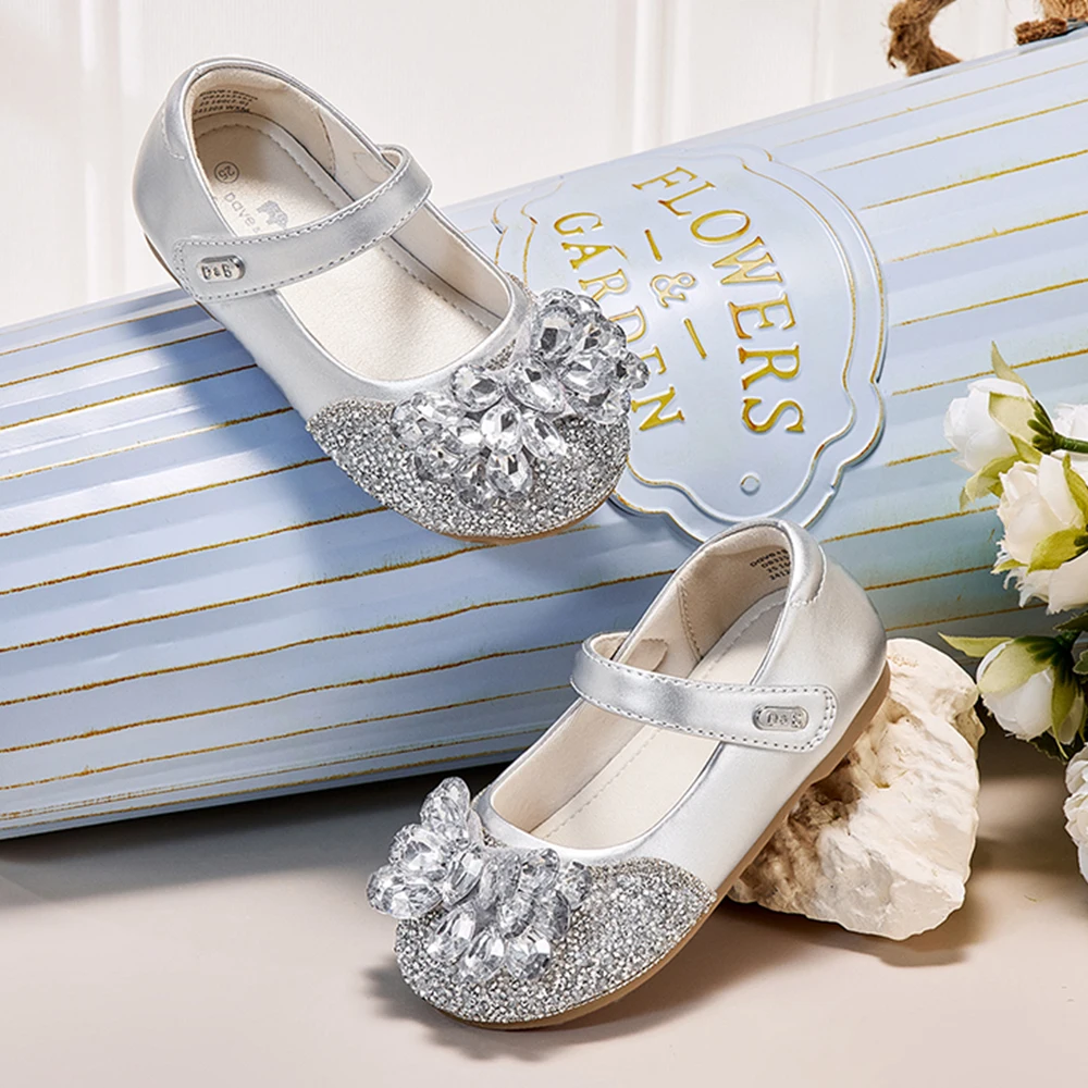 Dave Bella Children's Crystal Leather Shoes Sparkling Diamond Autumn Girl's Comfortable Princess Shoes Party DB3253452