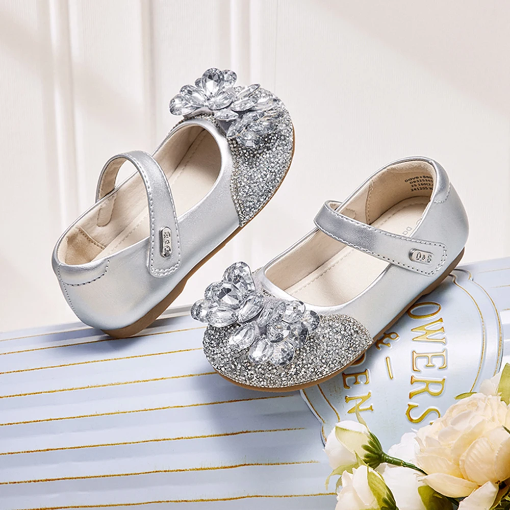 Dave Bella Children's Crystal Leather Shoes Sparkling Diamond Autumn Girl's Comfortable Princess Shoes Party DB3253452