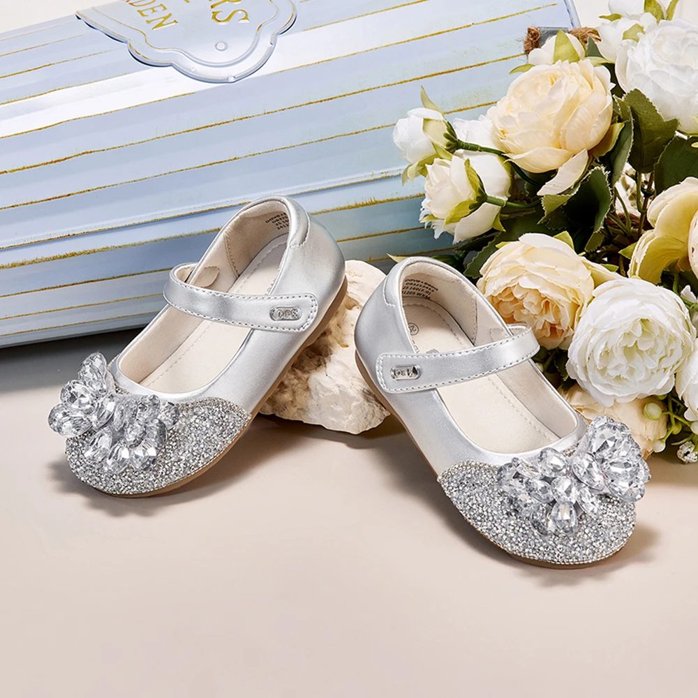 Dave Bella Children's Crystal Leather Shoes Sparkling Diamond Autumn Girl's Comfortable Princess Shoes Party DB3253452