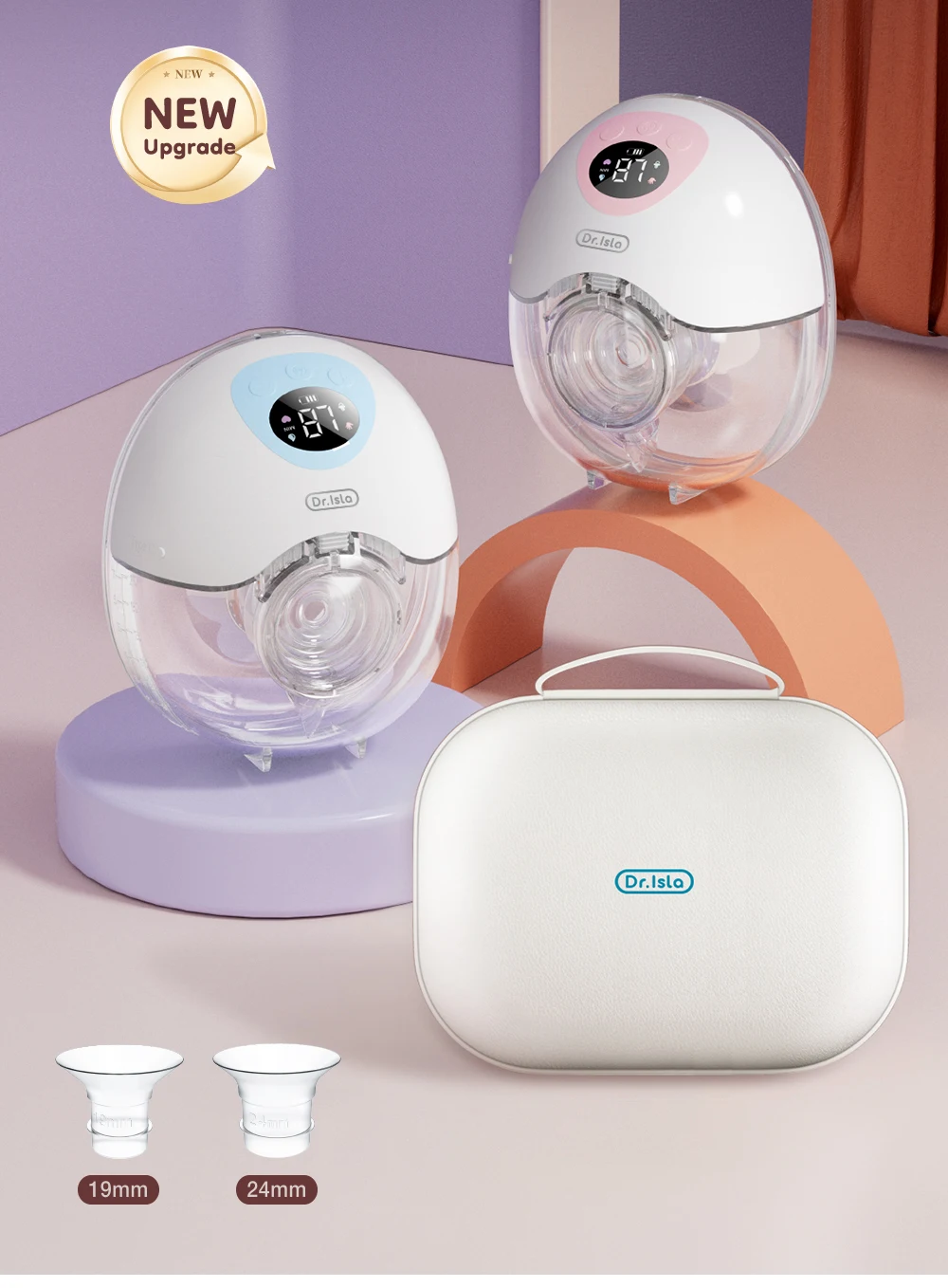 MAMIJOY Wearable Electric Breast Pump 4 Modes 36 Suction Levels Hands Free 35dB Low Noise Breast Pumps Breastfeeding EB50&EB50D