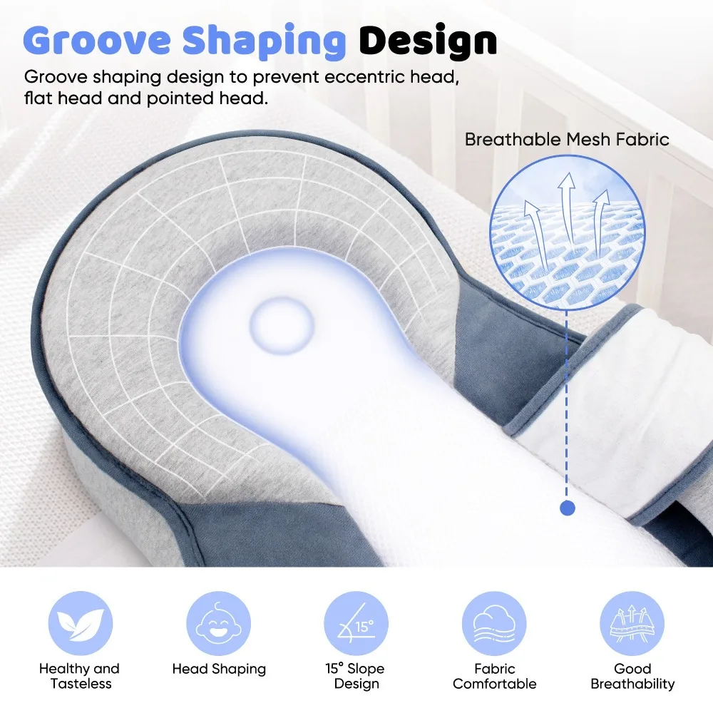 Safety Strap Baby Wedge Pillow Clean Odor Resistant Baby Lounger Pillow Hygienic Reducing Spit-Up Newborn Support Pillow