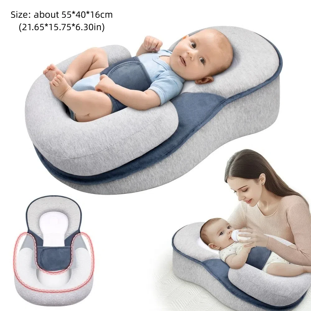 Safety Strap Baby Wedge Pillow Clean Odor Resistant Baby Lounger Pillow Hygienic Reducing Spit-Up Newborn Support Pillow
