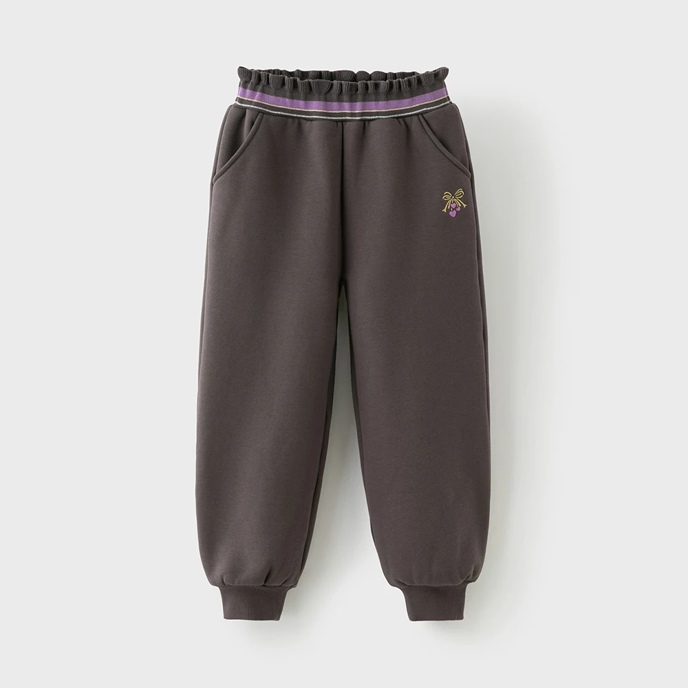 Dave Bella Children Autumn Winter Velvet Pants Girls Thicken Cargo Elastic Waist Casual Sports Jogger Warn Trousers DK4254191