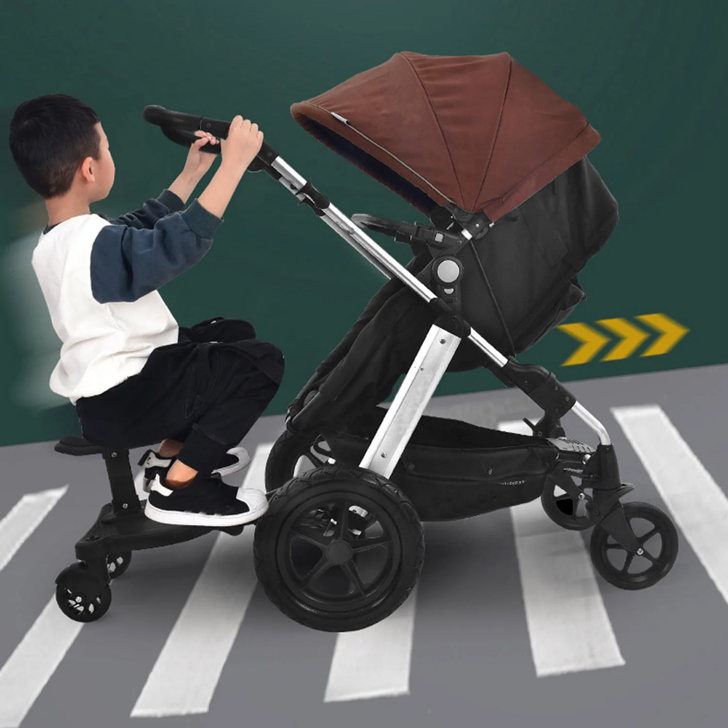 Stroller Board Portable Baby Stroller Board Stand and Sit Dual Purpose Detachable Seat Buggy Board for Aged 2-6 Years