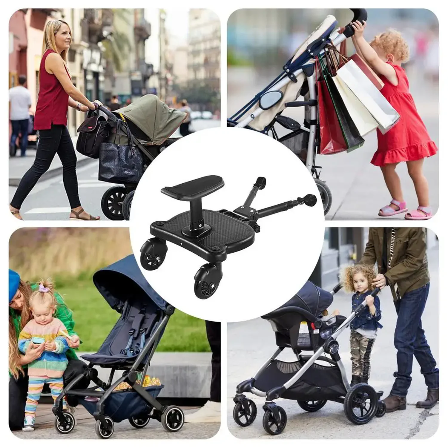 Stroller Board Portable Baby Stroller Board Stand and Sit Dual Purpose Detachable Seat Buggy Board for Aged 2-6 Years