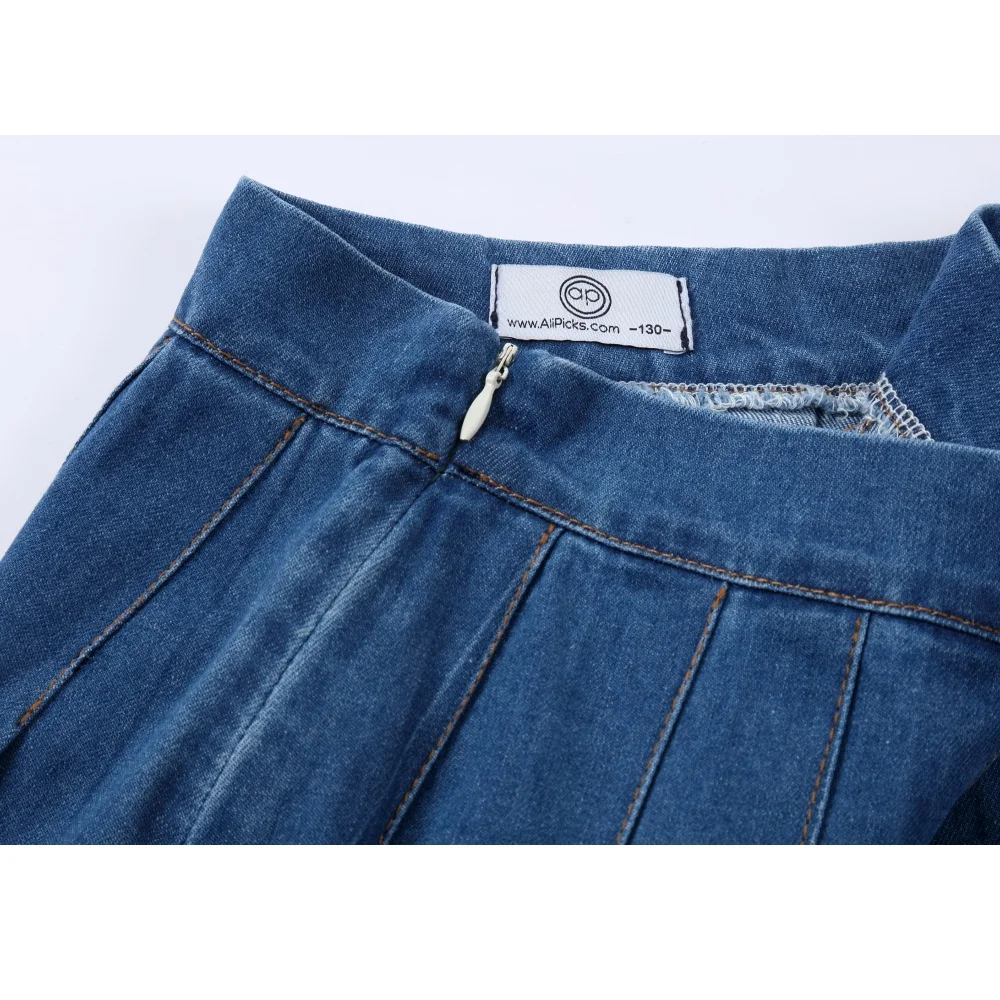 AP SS26 blue denim collection kids boys girls spring summer fashion jeans pleated skirt jumper shirt family clothing clothes