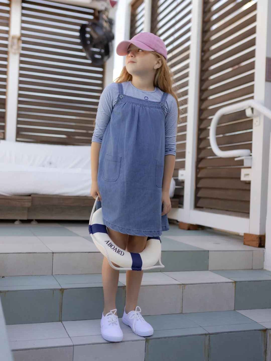 AP SS26 blue denim collection kids boys girls spring summer fashion jeans pleated skirt jumper shirt family clothing clothes