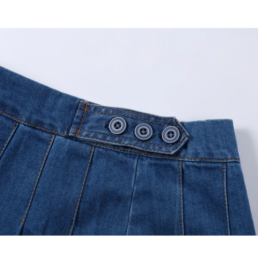 AP SS26 blue denim collection kids boys girls spring summer fashion jeans pleated skirt jumper shirt family clothing clothes