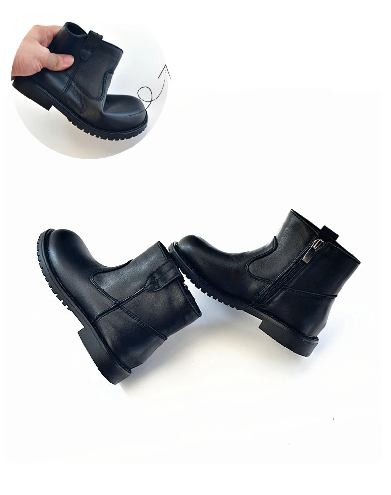 Spring Genuine Leather Children's Riding Boots Winter Warm Plush Cowhide Princess Kids Shoes Baby Girls Boys Snow Boots