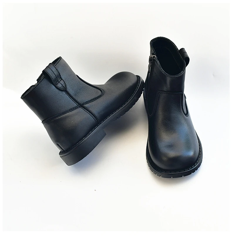 Spring Genuine Leather Children's Riding Boots Winter Warm Plush Cowhide Princess Kids Shoes Baby Girls Boys Snow Boots