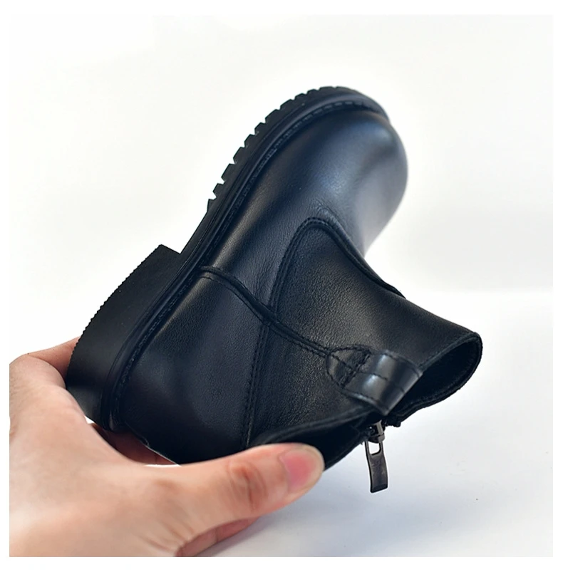 Spring Genuine Leather Children's Riding Boots Winter Warm Plush Cowhide Princess Kids Shoes Baby Girls Boys Snow Boots