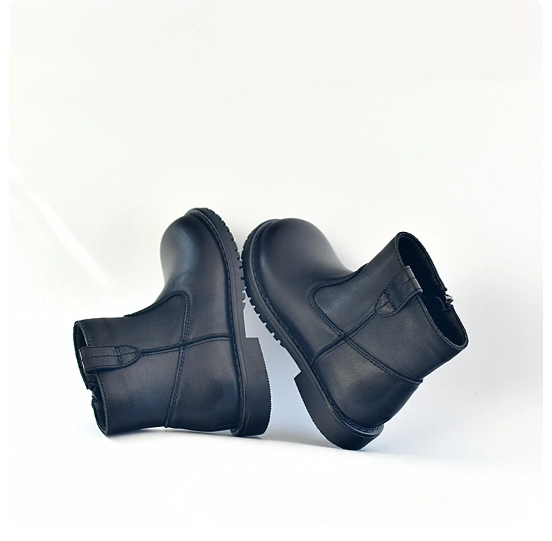 Spring Genuine Leather Children's Riding Boots Winter Warm Plush Cowhide Princess Kids Shoes Baby Girls Boys Snow Boots