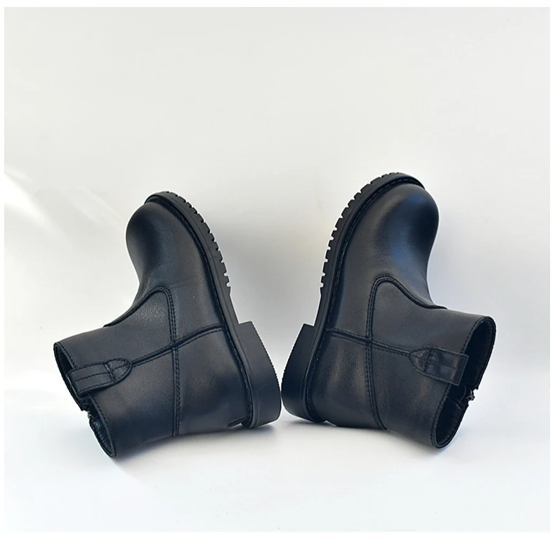 Spring Genuine Leather Children's Riding Boots Winter Warm Plush Cowhide Princess Kids Shoes Baby Girls Boys Snow Boots