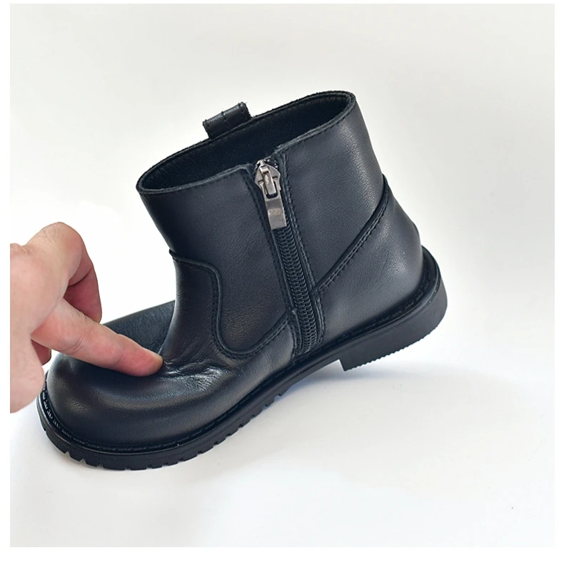 Spring Genuine Leather Children's Riding Boots Winter Warm Plush Cowhide Princess Kids Shoes Baby Girls Boys Snow Boots