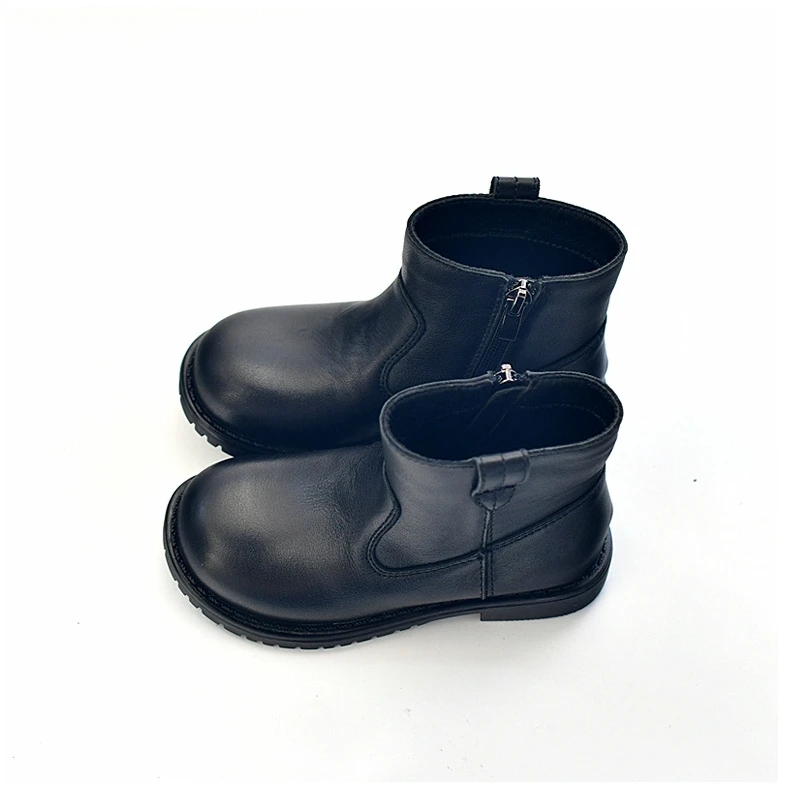Spring Genuine Leather Children's Riding Boots Winter Warm Plush Cowhide Princess Kids Shoes Baby Girls Boys Snow Boots