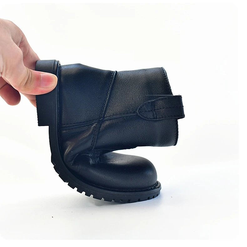 Spring Genuine Leather Children's Riding Boots Winter Warm Plush Cowhide Princess Kids Shoes Baby Girls Boys Snow Boots
