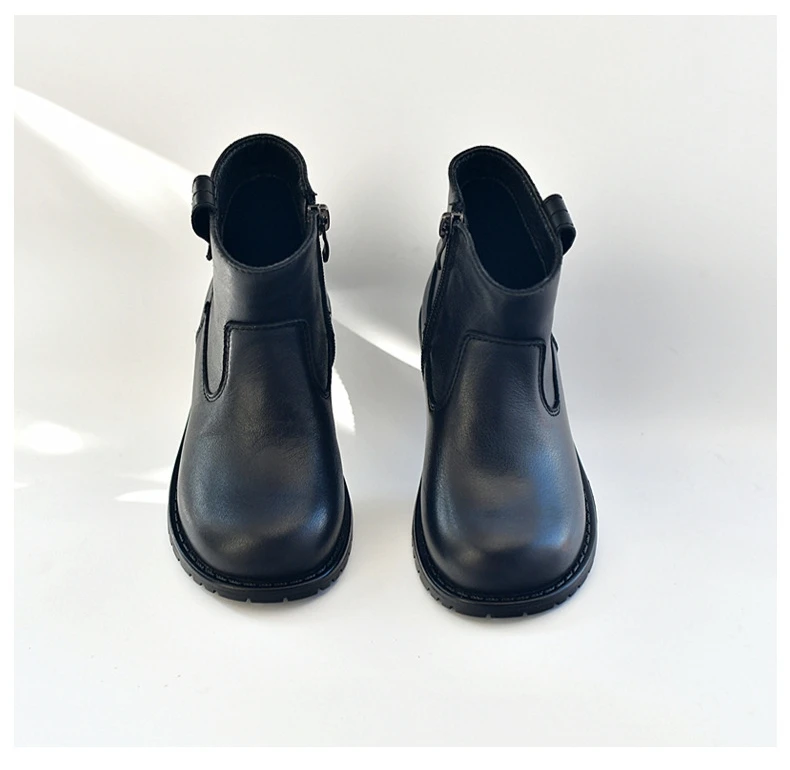 Spring Genuine Leather Children's Riding Boots Winter Warm Plush Cowhide Princess Kids Shoes Baby Girls Boys Snow Boots