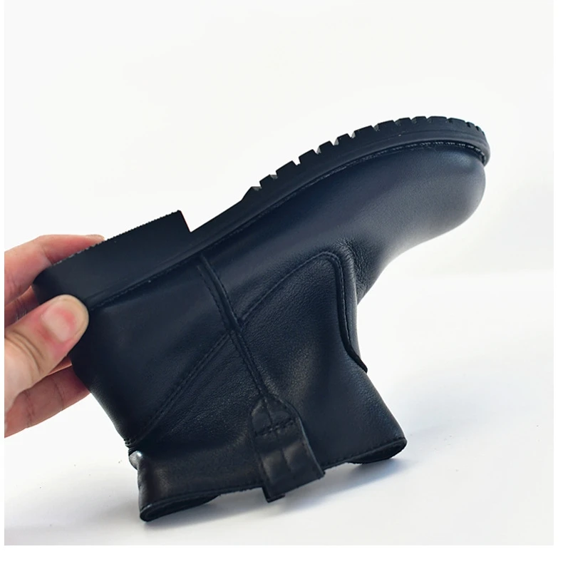 Spring Genuine Leather Children's Riding Boots Winter Warm Plush Cowhide Princess Kids Shoes Baby Girls Boys Snow Boots
