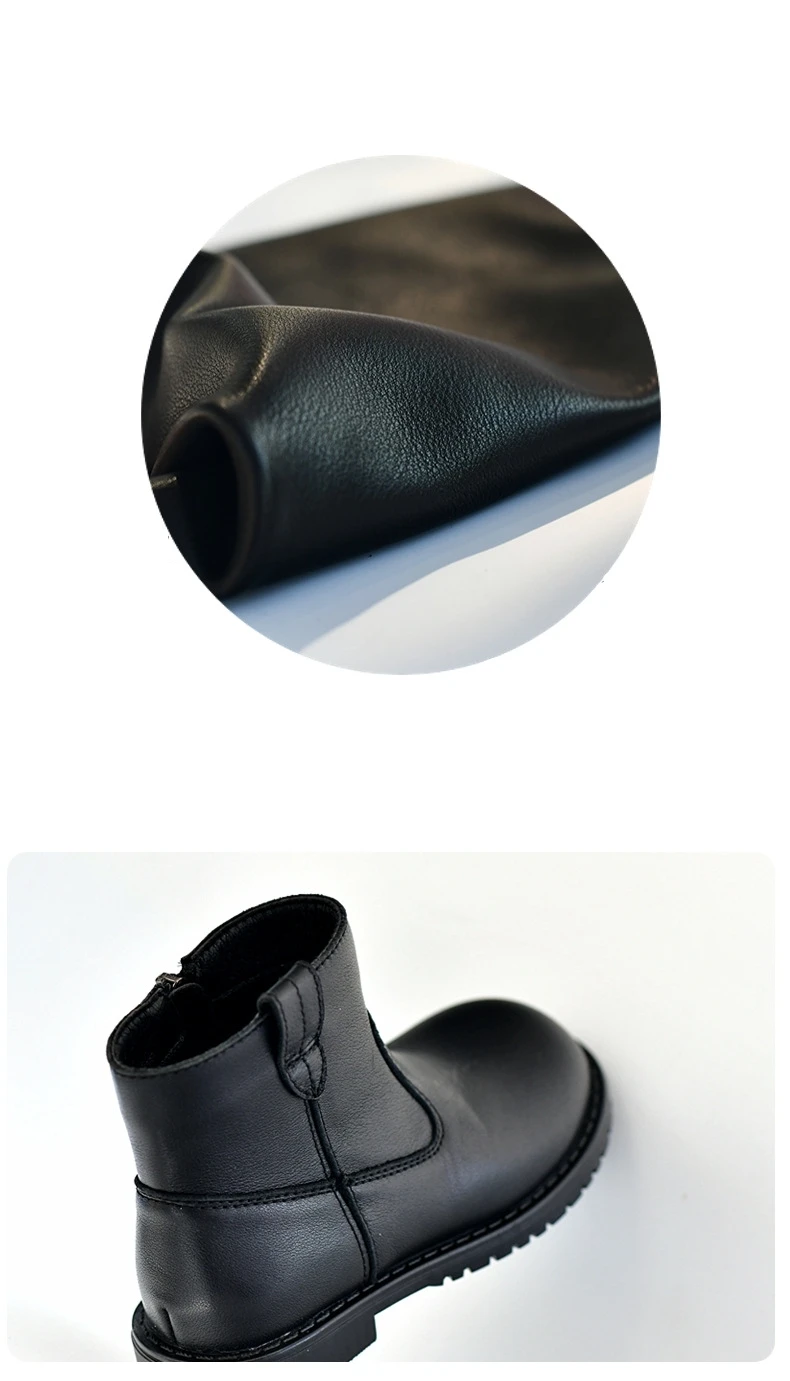 Spring Genuine Leather Children's Riding Boots Winter Warm Plush Cowhide Princess Kids Shoes Baby Girls Boys Snow Boots
